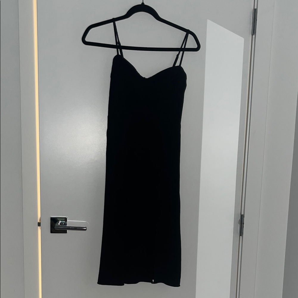 Aritzia Sunday best midi slit Black Spaghetti Strap Dress